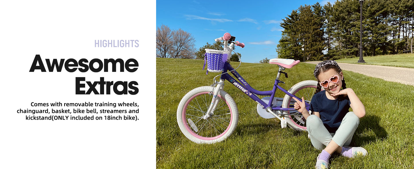 Joystar Angel Kids Bike With Training Wheels And Basket