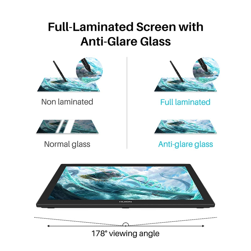 Huion Kamvas Pro 24 4K Graphics Tablet Screen 23.8 Inch Pen Display UHD Professional Drawing Monitor for Android Linux and MacOS