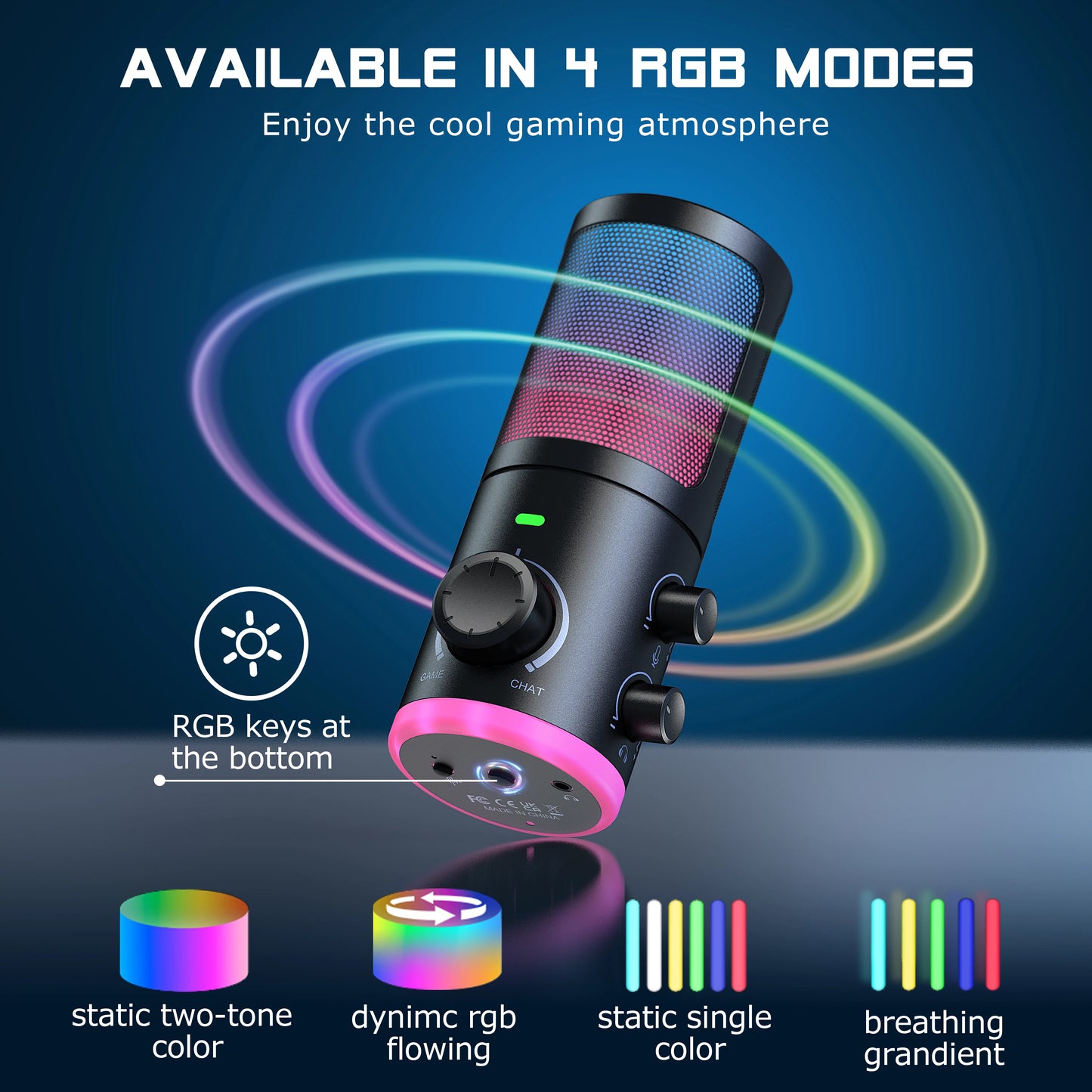 FIFINE USB Gaming Microphone With Noise Cancellation and RGB