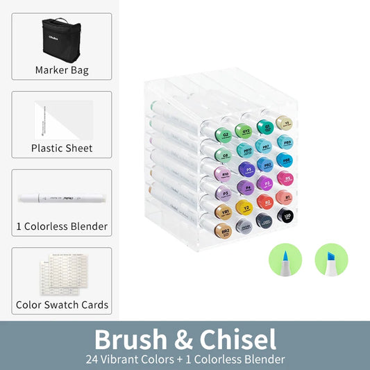 Ohuhu Honolulu Marker Pen Set Alcohol Art Markers Refillable Dual Tips Sketching Drawing Manga School Art Supplies