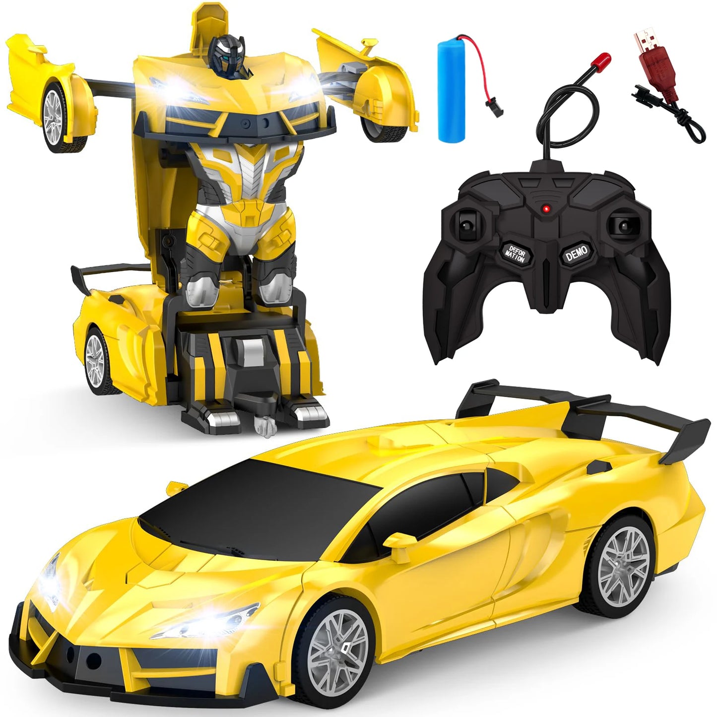 1:18 RC Car 2 In 1 Remote Control Transformation Car Robots 360 Degree Rotation Drift With LED Light Electric Racing Toy For Boys And Girls