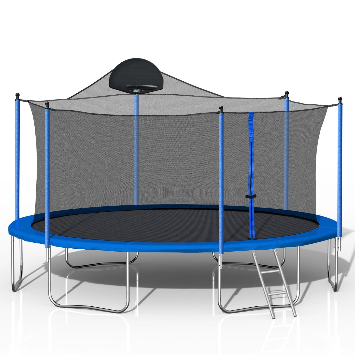 HiMISS Trampoline With Backboard Enclosure Net And Ladder