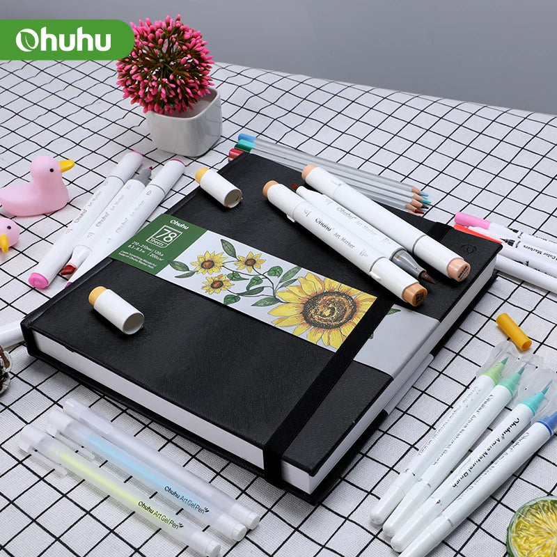 Ohuhu Marker Pads Art Sketchbook Hardcover Notebook for Students Painting Drawing Watercolor Graffiti School Supplies