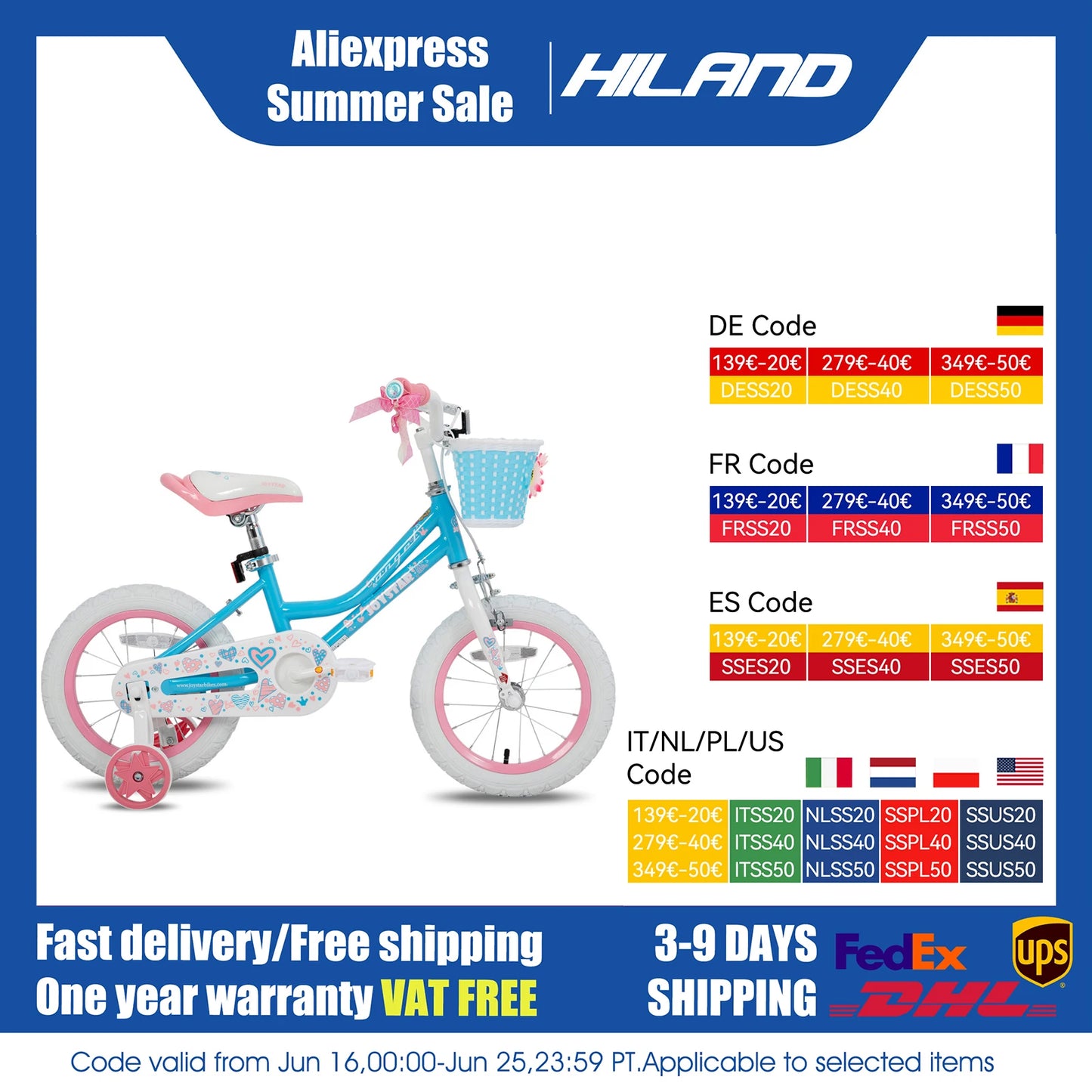 JOYSTAR Kids Bike with Training Wheels and Basket