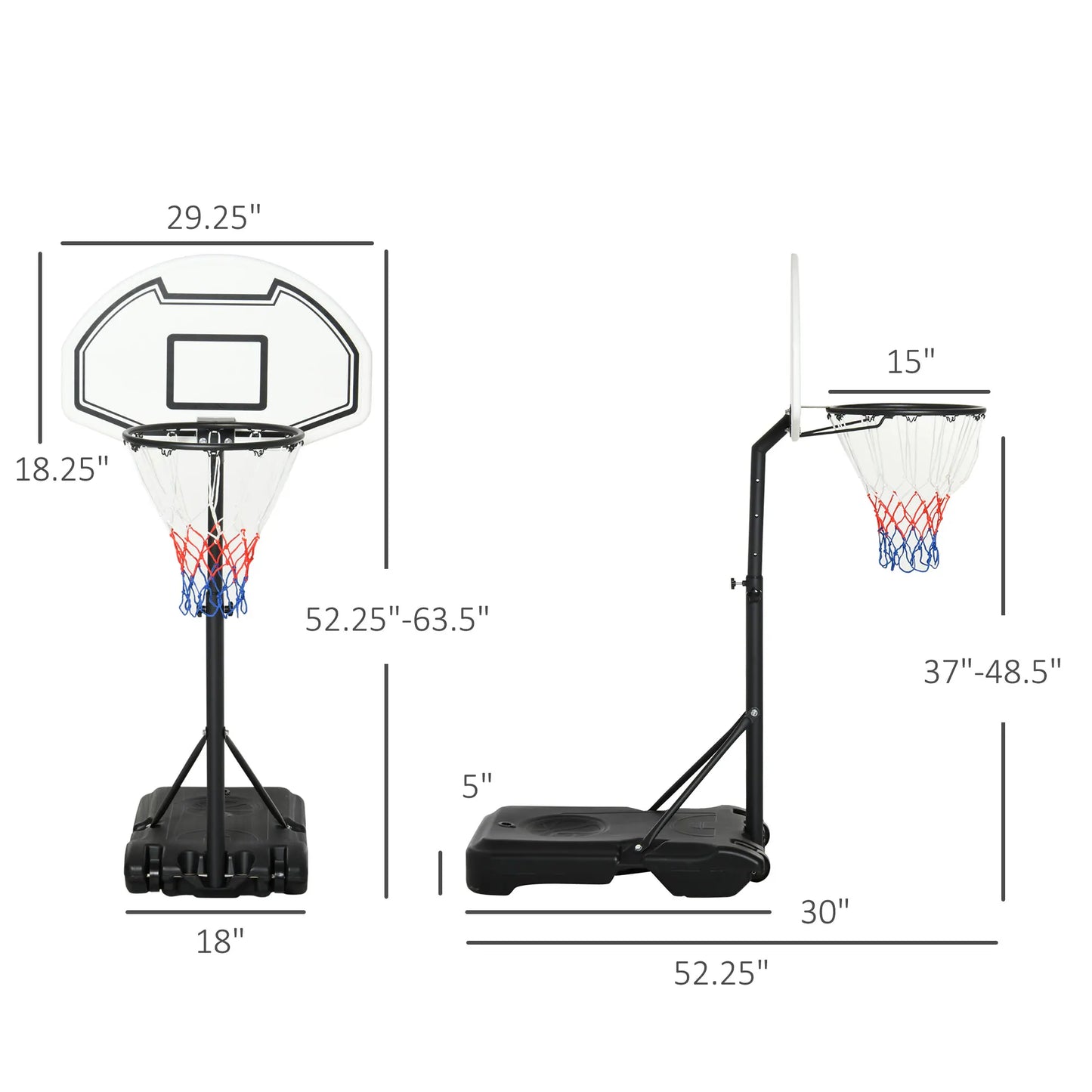 Hign-concerned Outdoor Adjustable Basketball Hoop System WeatherResistant Telescoping Pole