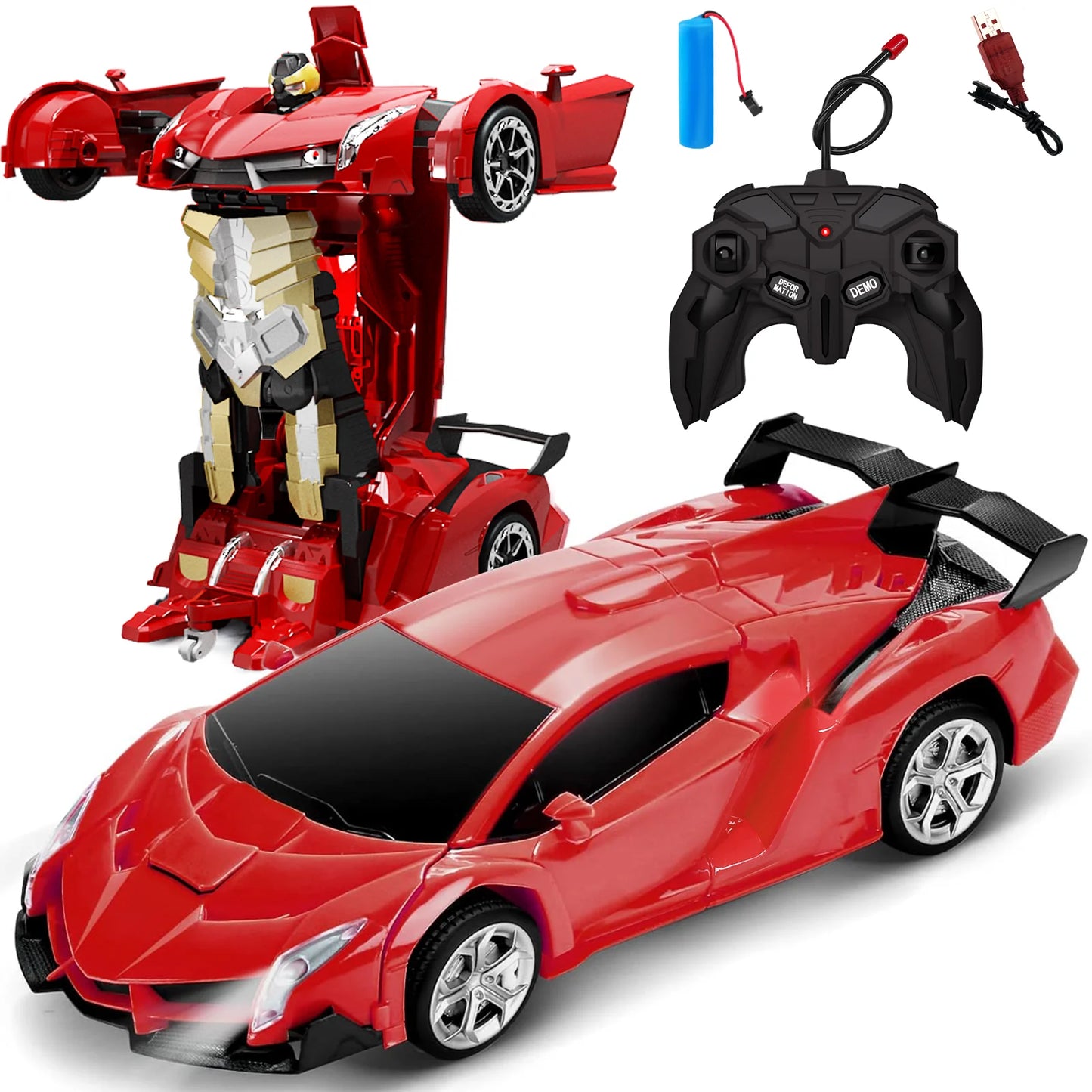 1:18 RC Car 2 In 1 Remote Control Transformation Car Robots 360 Degree Rotation Drift With LED Light Electric Racing Toy For Boys And Girls