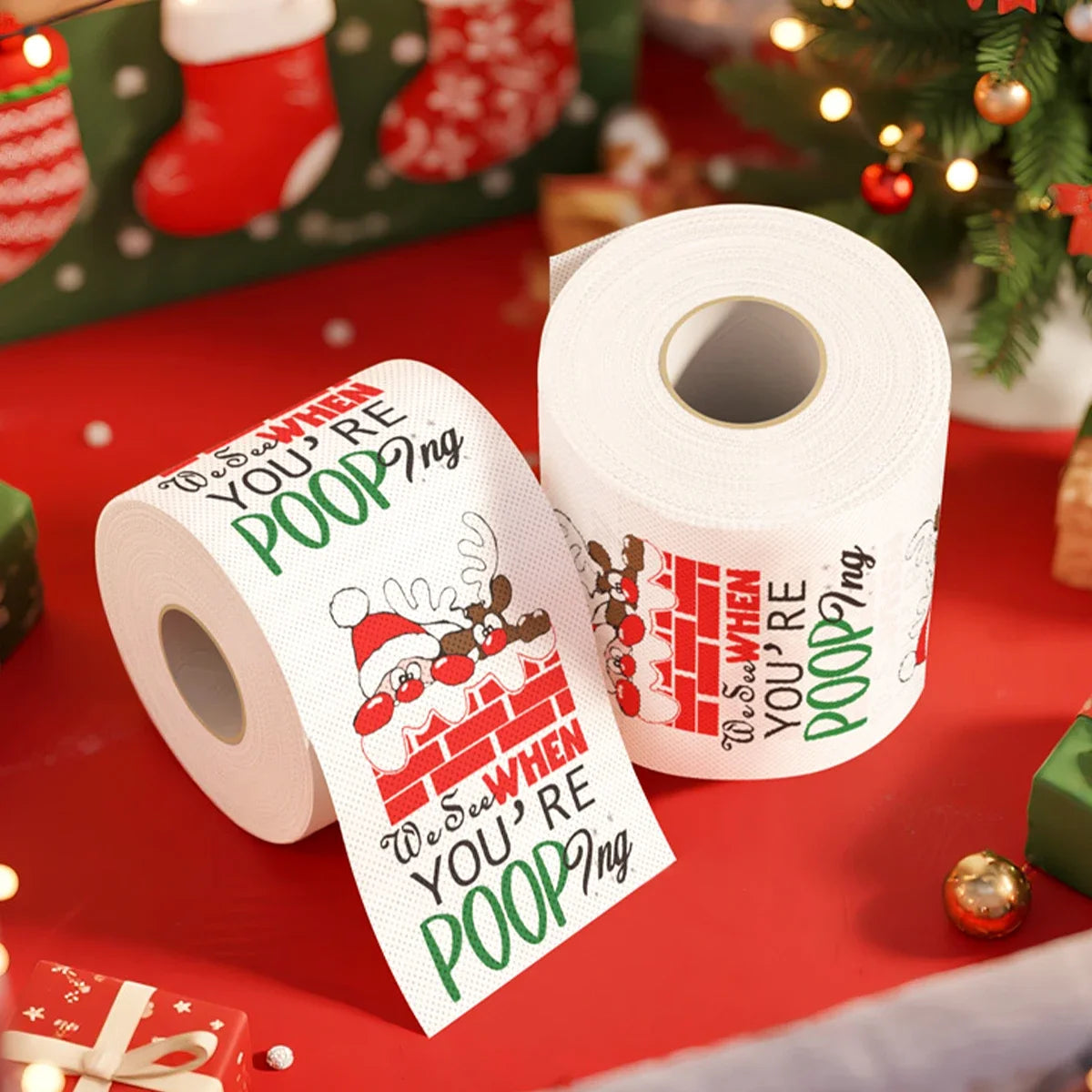 Christmas Toilet Paper Roll Xmas Decor Napkin Kit Set