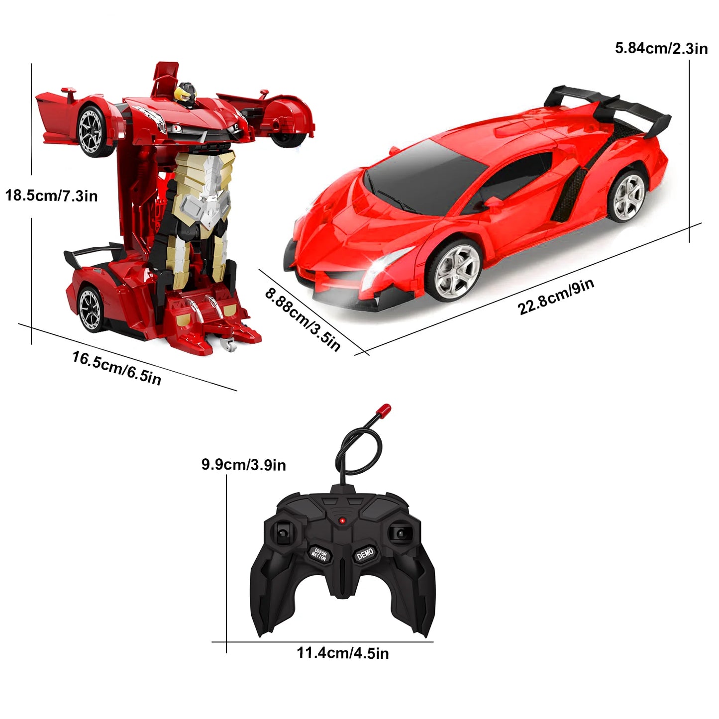 1:18 RC Car 2 In 1 Remote Control Transformation Car Robots 360 Degree Rotation Drift With LED Light Electric Racing Toy For Boys And Girls