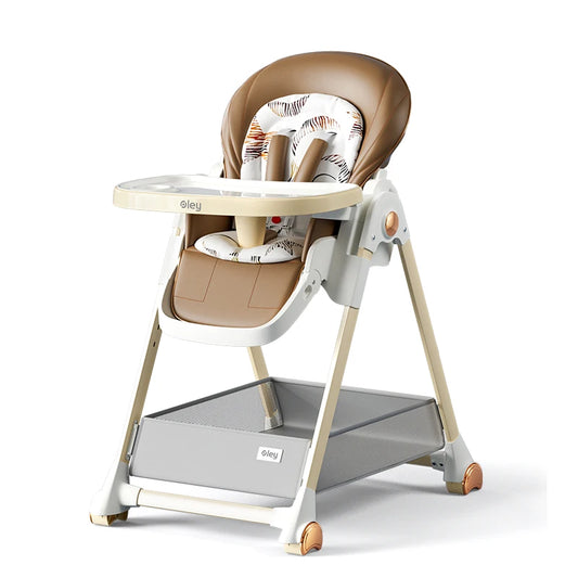 Luxury Baby High Chair with Removable Seat and Tray Adjustable Height Assembly Free Feeding Chair