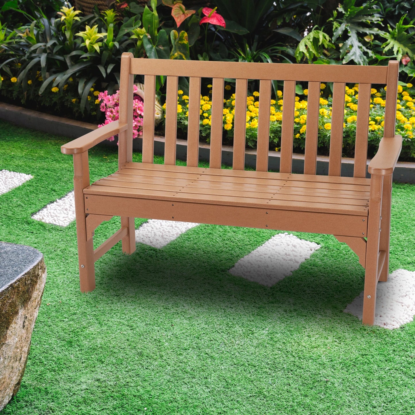 General Outdoor HDPE Bench Minimalist Modern Backrest