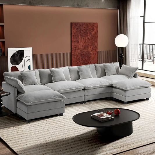 XMSJ U Shaped Modern Sofa Modular Sectional Cloud Couch