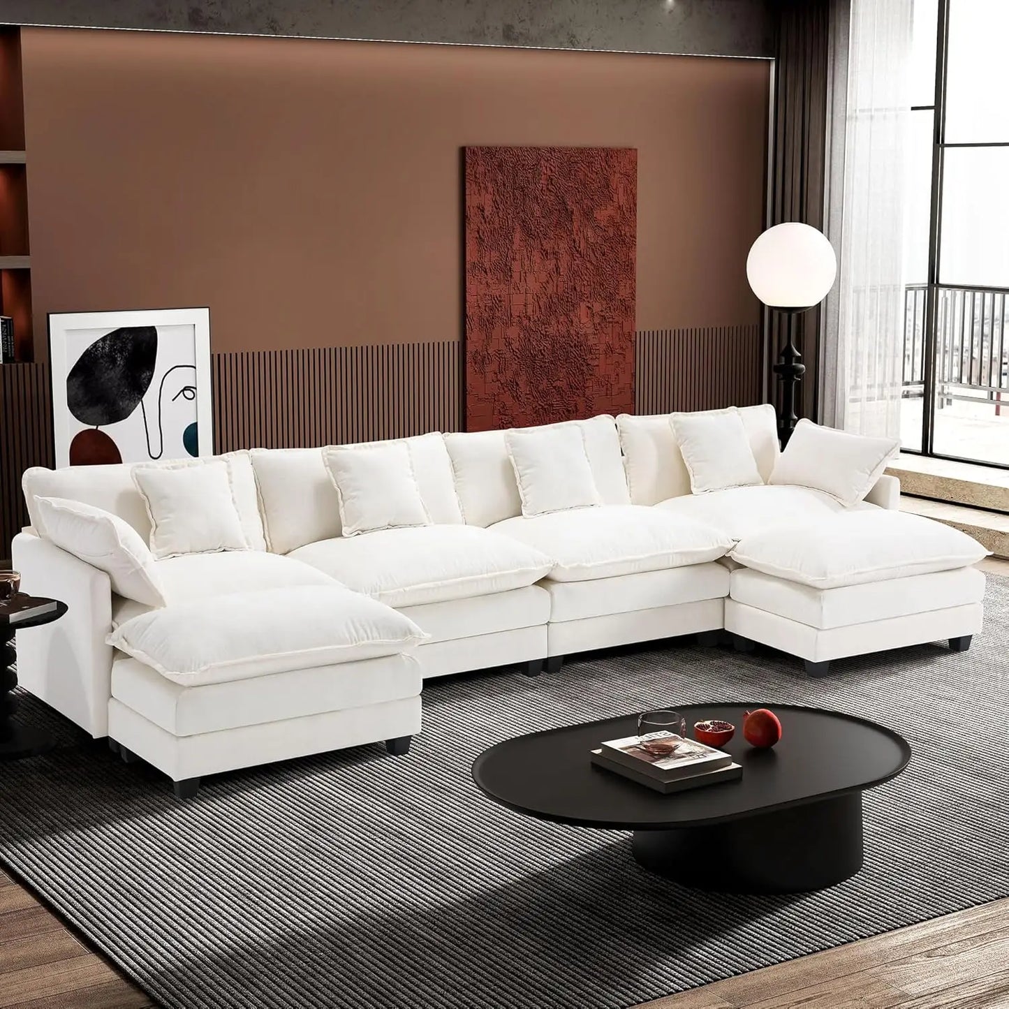 XMSJ U Shaped Modern Sofa Modular Sectional Cloud Couch