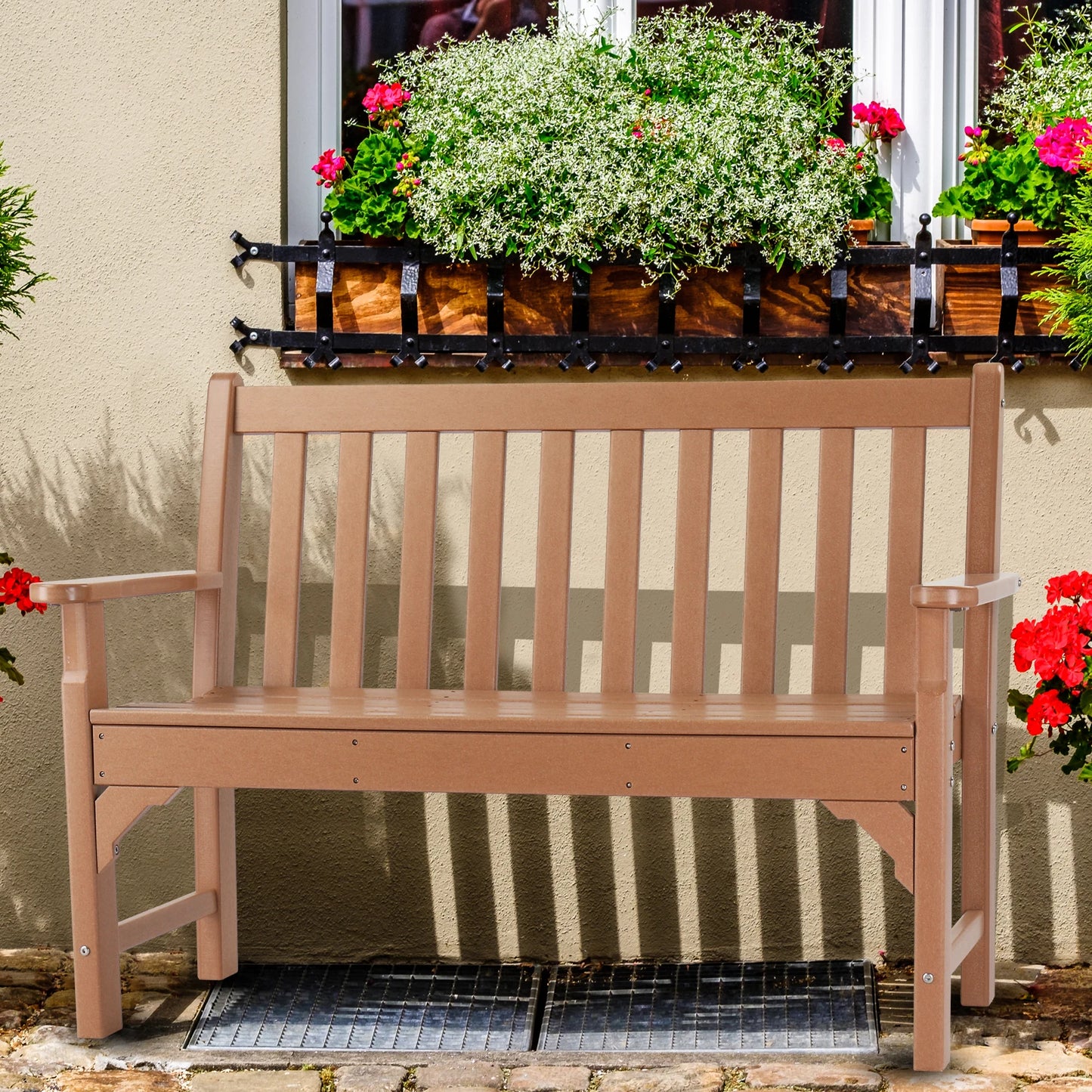 General Outdoor HDPE Bench Minimalist Modern Backrest