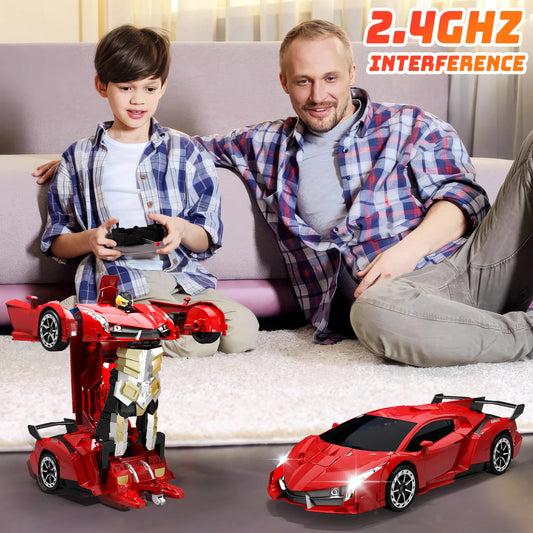 1:18 RC Car 2 In 1 Remote Control Transformation Car Robots 360 Degree Rotation Drift With LED Light Electric Racing Toy For Boys And Girls