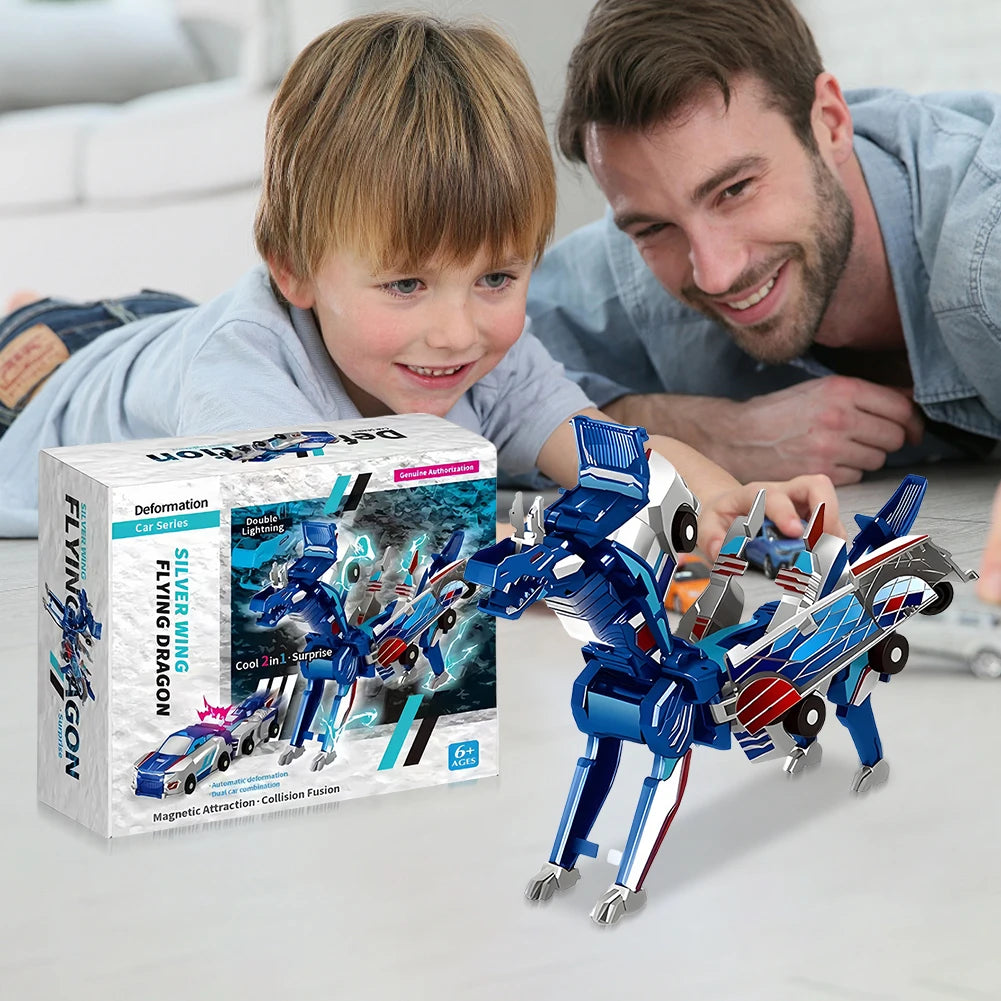 2 in 1 Transforming Unicorn Car Toy Magnetic Pegasus Unicorn Action Figure Vehicle