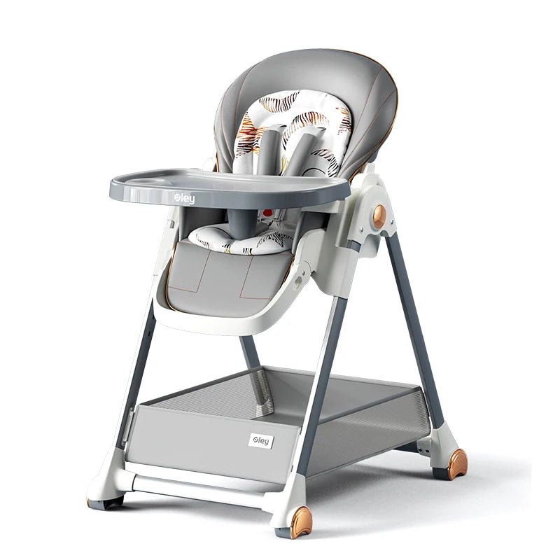 Luxury Baby High Chair with Removable Seat and Tray Adjustable Height Assembly Free Feeding Chair