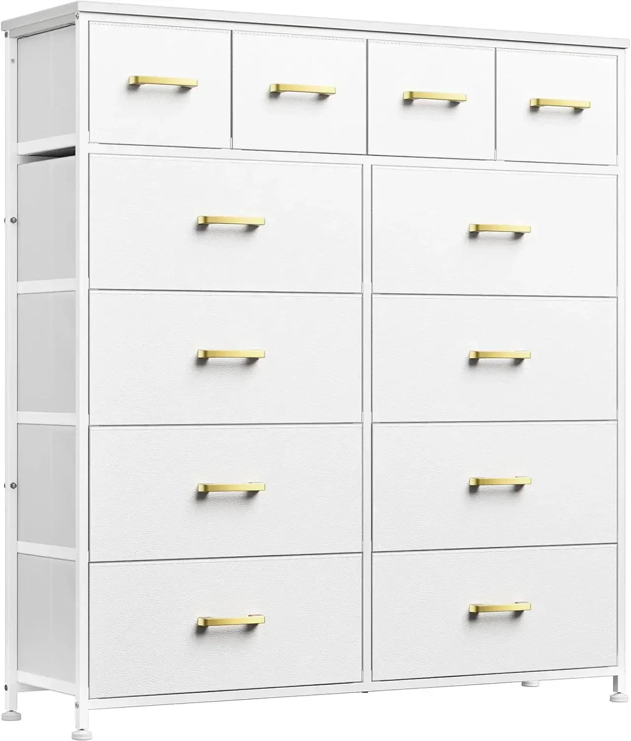 White Dresser for Bedroom with 12 Drawers Tall Dressers for Bedroom White Fabric Dressers and Chest of Drawers for Bedroom